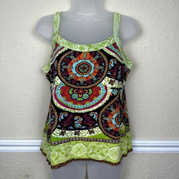 Soft Surroundings Large Y2K Sweater Knit Tank Top Multicolor Artsy Pattern Crop - Picture 1 of 8